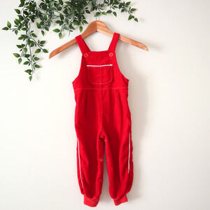 Vintage Boys' Red Corduroy Overalls Snap Button Legs Size 24 Mons